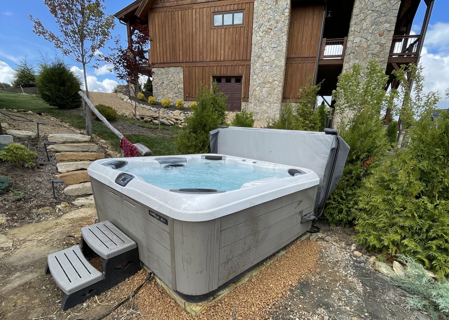 Hot tub installation at a mountain cabin in Watauga County NC