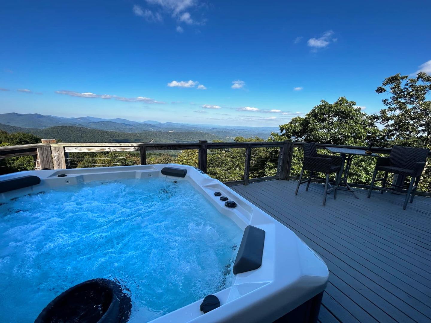 Hot tub with panoramic High Country mountain view, North Carolina